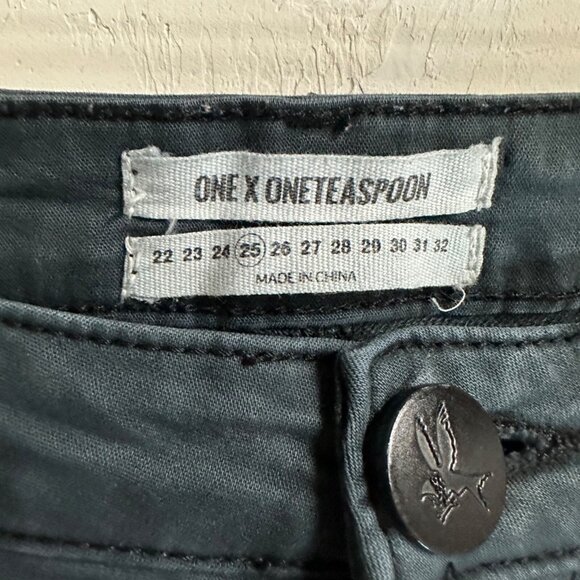 One Teaspoon Super Duper Distressed Cropped Jeans Blue Womens 25 - Picture 9 of 10